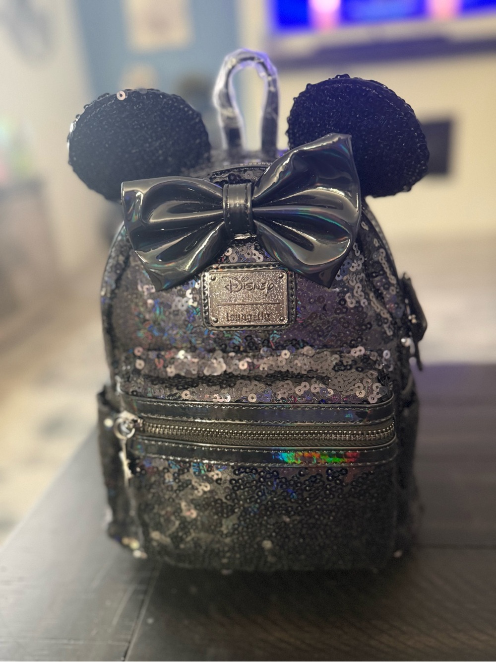 NWT Disney Black Sequins Laser Minnie Loungefly Mini Backpack